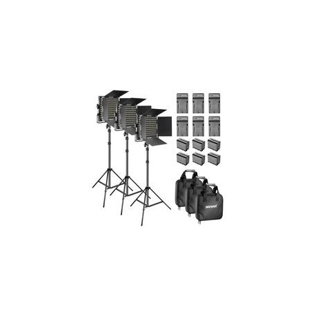 Kit de 3 Lámparas Neewer LED-NL660 LED Bicolor con Pedestales, Estuches y 6 Baterías
