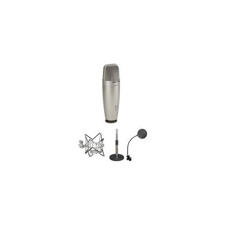Kit de Micrófono Samson C01U Pro USB con Shockmount, Soporte Mesa y Filtro Antipop