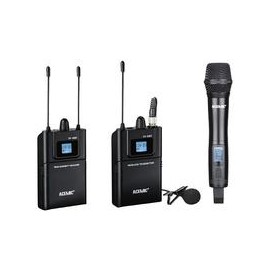 Kit Micrófonos Combo Inalámbrico Acemic DV-100 Set (1 lavalier y 1 mano),Kit Dual Lavalier Inalámbrico Saramonic UwMic9 RX9+TX9