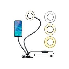 Soporte con lámpara para Celular Ring Fill Light con Pinza