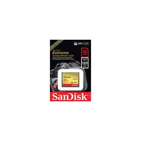 Tarjeta SanDisk Extreme CompactFlash de 32GB UDMA 7 120MB/s 800x