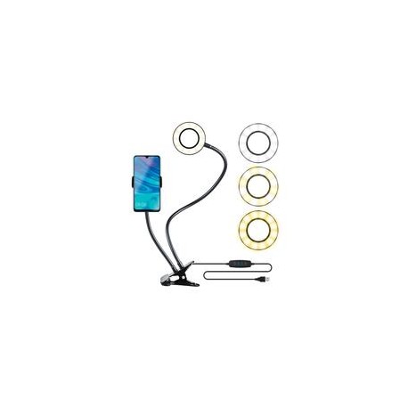 Soporte con lámpara para Celular Ring Fill Light con Pinza