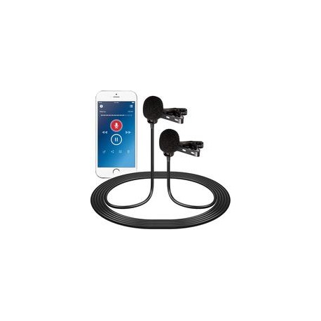 Micrófono Lavalier Dual VidPro XM-DLS para Smartphone