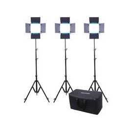 Kit de 3 Lámparas Dracast DRSP-LK-3X500-B-S,Kit de Cargador y 1 batería NPF-550 Dracast DRBK1NPF2200,Lámpara Bicolor Dracast Le