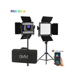 Kit de 2 Lámparas GVM 800D RGB Studio,Sombrilla Plateada con Negro Neewer 72" (185cm),Lámpara Neewer T120 con Cargador y Baterí