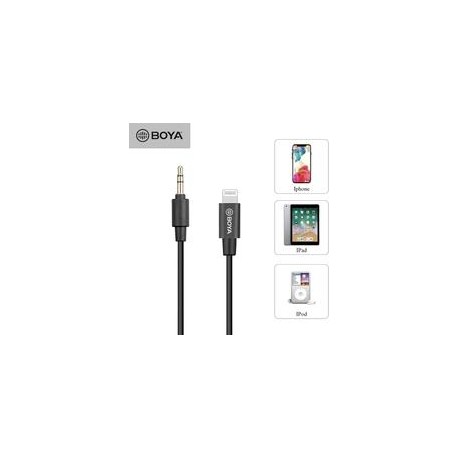 Cable Convertidor Boya BY-K1 3.5mm TRS (male) a Lightning (male)