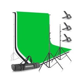 Soporte Estudio Neewer 1.8X2.8 Mts. con fondo Negro Bco y Verde