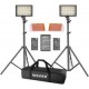 Kit de 2 lámparas Neewer LED-160 con Pedestales, Filtros, 2 baterías, cargador y Estuche