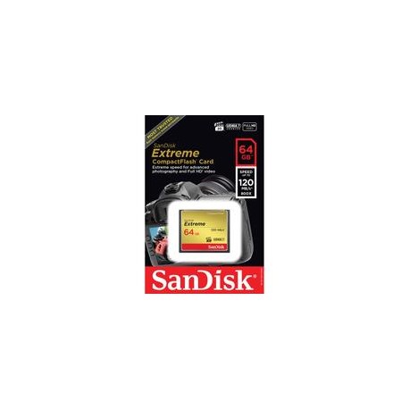 Tarjeta SanDisk Extreme CompactFlash de 64GB UDMA 7 120MB/s 800x