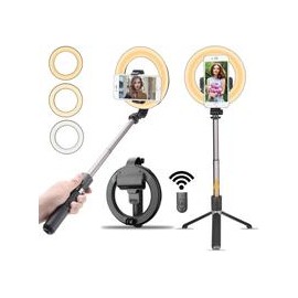Lámpara de Anillo de 6.5" con Selfie Stick, tripié  y Bluetooth L07