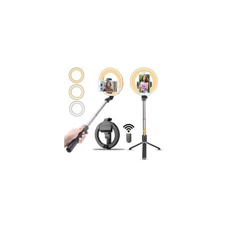 Lámpara de Anillo de 6.5" con Selfie Stick, tripié  y Bluetooth L07