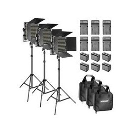 Kit de 3 Lámparas Neewer LED-NL660 LED Bicolor con Pedestales, Estuches y 6 Baterías