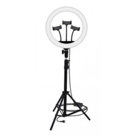 Lámpara de Anillo 18" Ring Fill YQ-460B con pedestal y 3 soportes para celular